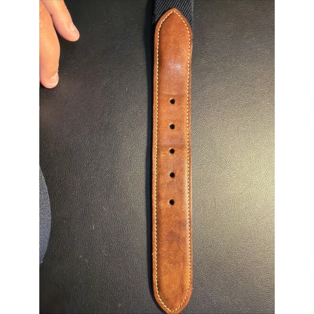 Brooks Brothers Navy Grosgrain And Leather Casual Belt, Size 38!